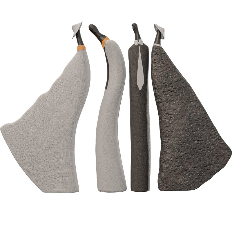 Narrow Whimsical Couple Sculpture Set Image 2