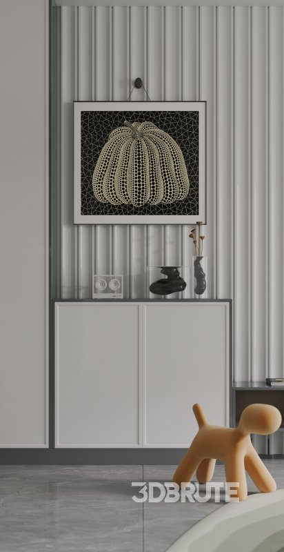 Modern living room and dining room bedroom interior scene Image 2