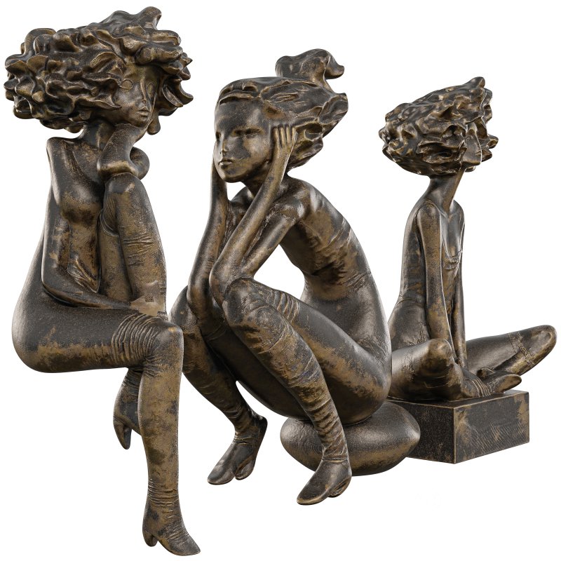 Antique Stylized Girl Collection Statue Image 5