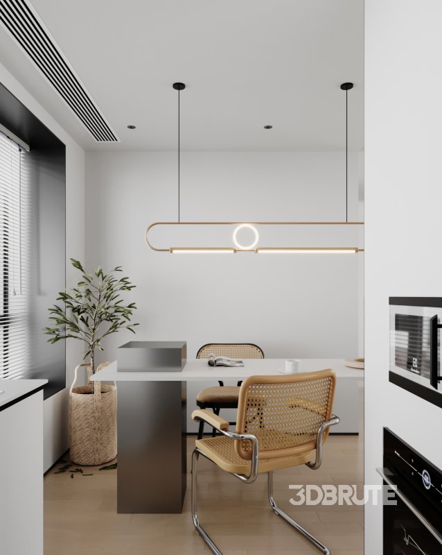 Modern living room and dining room interior scene Image 1