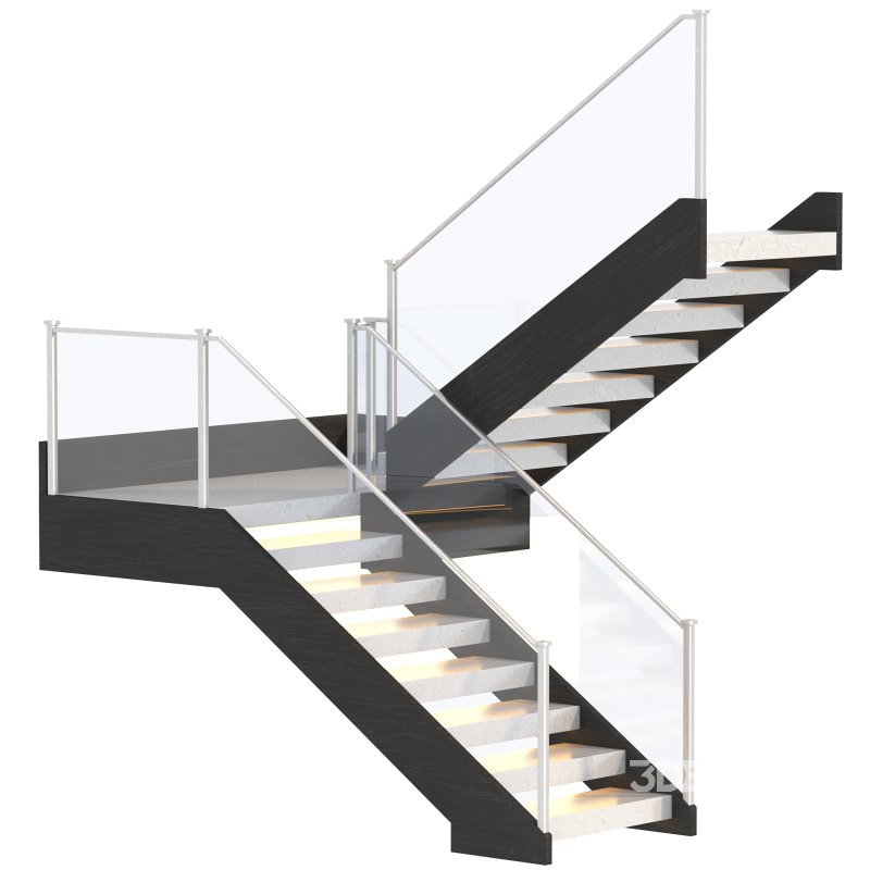 Modern Stone Stair with Framed Glass Railing Image 4