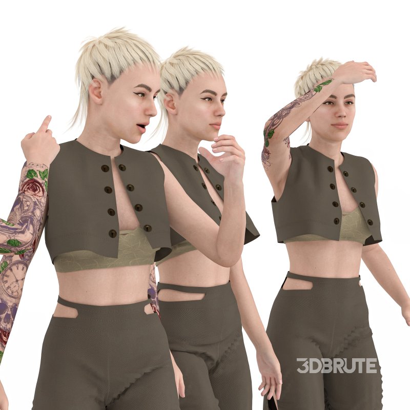 casual woman outfit in 4 poses Image 5