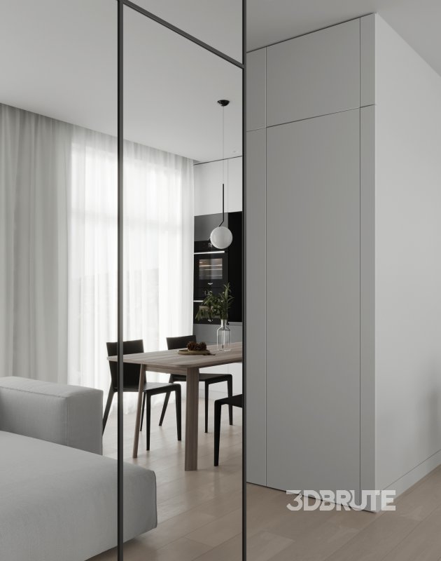 Modern living room and dining room interior scene Image 7