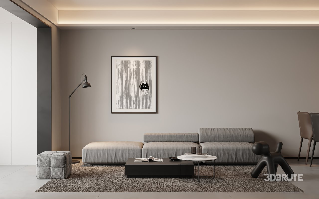 Modern living room and dining room interior scene Image 2