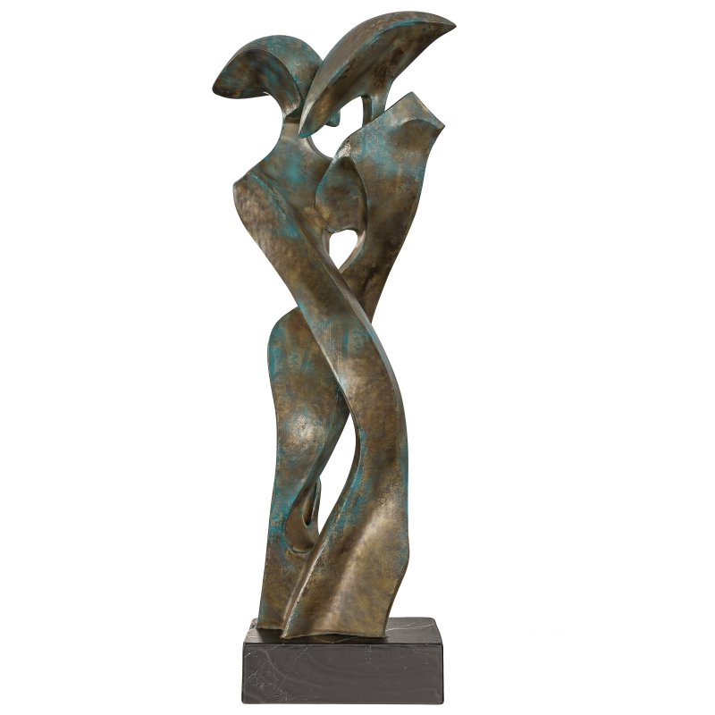 Antique modern abstract Embrace in Bronze Image 3