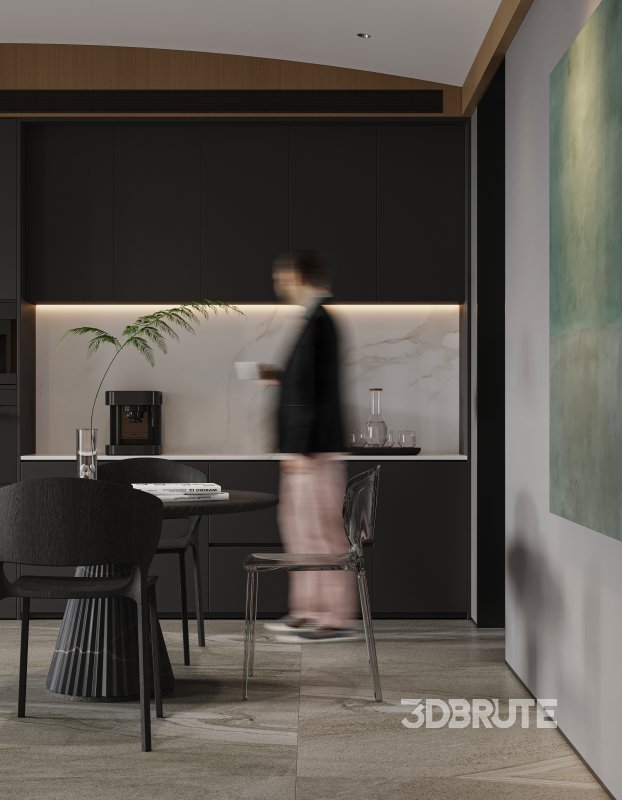 Modern living room and dining room interior scene Image 4