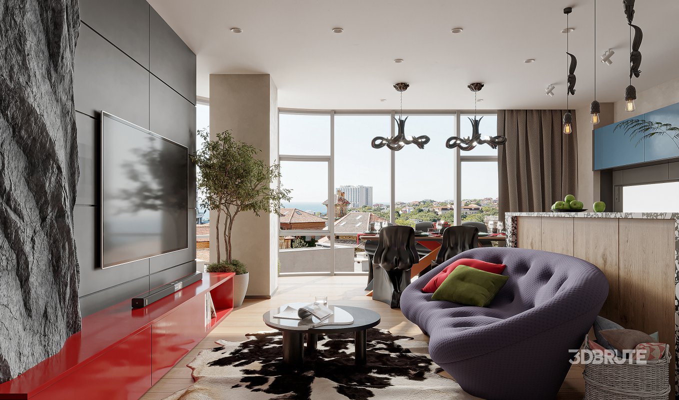 Luxurious living room and dining room Image 1