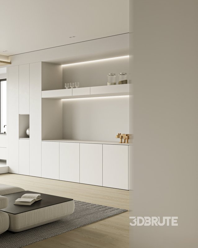 Modern living room and dining room interior scene Image 11