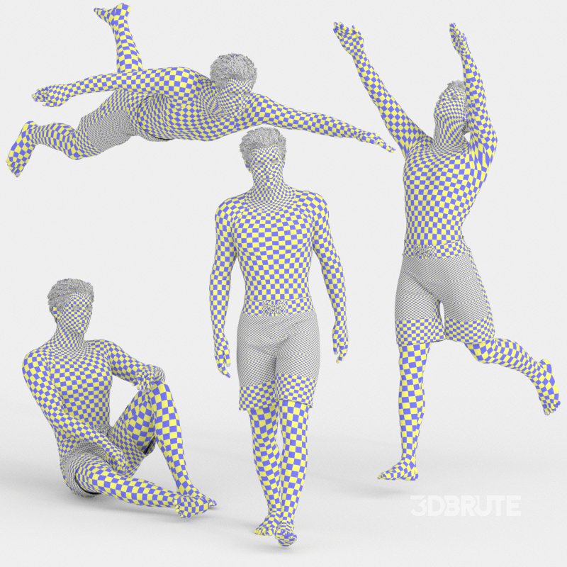 Swimmer Man in 04 Poses Image 4