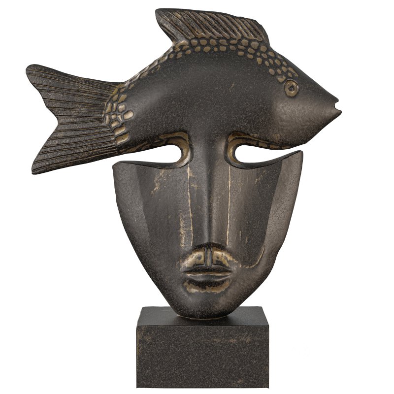Surreal Fish Crown Face Sculpture Image 4