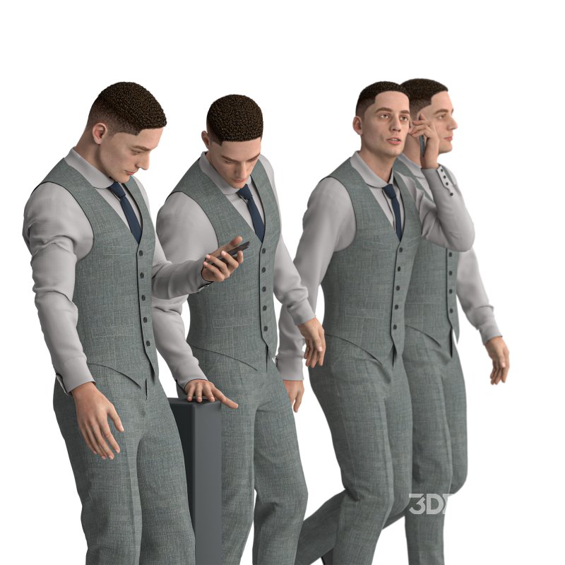 Office Man with coat vest in 04 poses Image 2