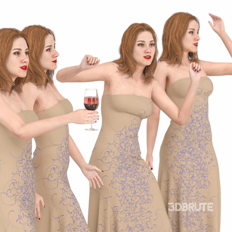 Party Woman in 04 Poses Image 1