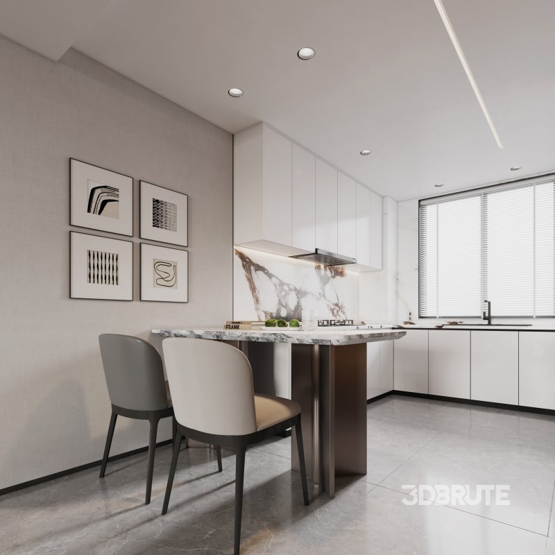 Modern living room and dining room interior scene Image 6