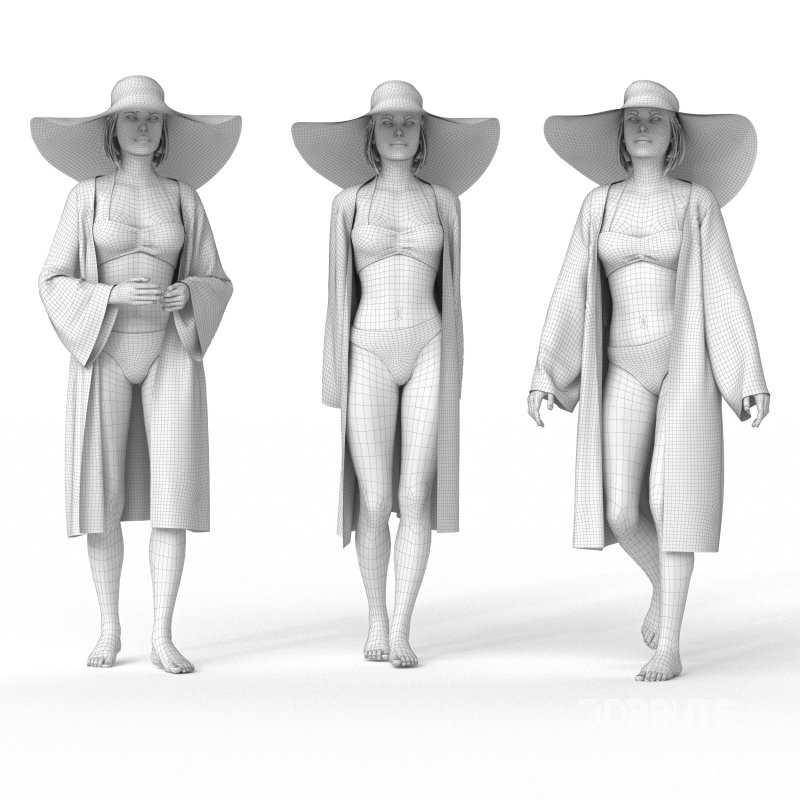 beachwear woman in 3 poses Image 2