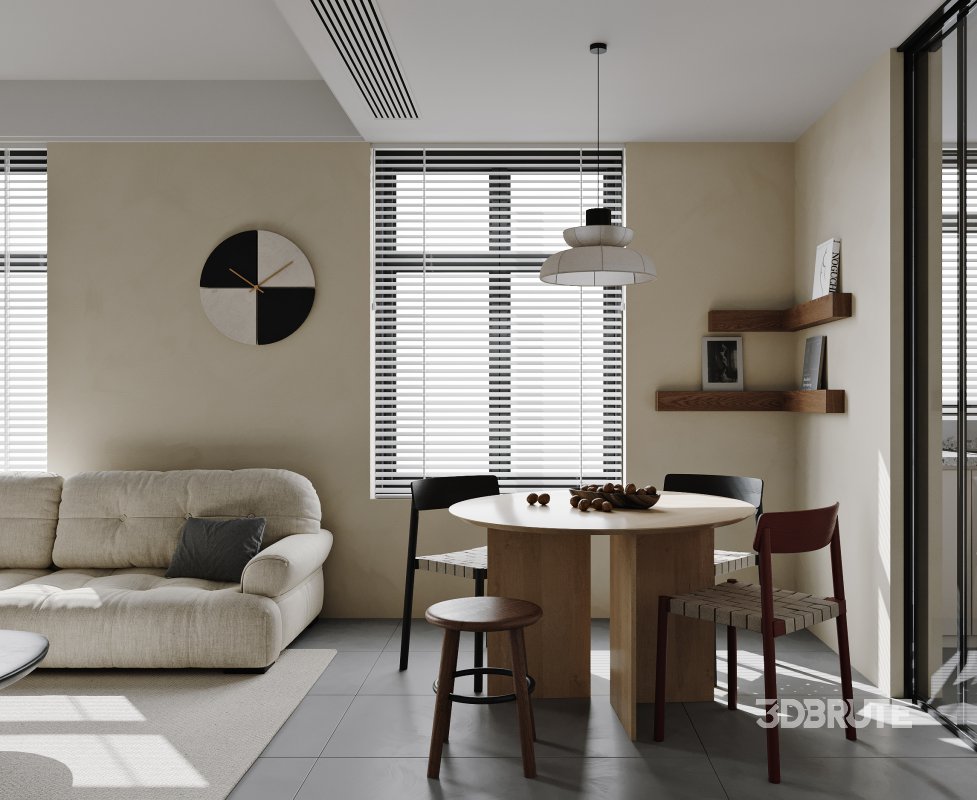 Modern living room and dining room interior scene Image 3