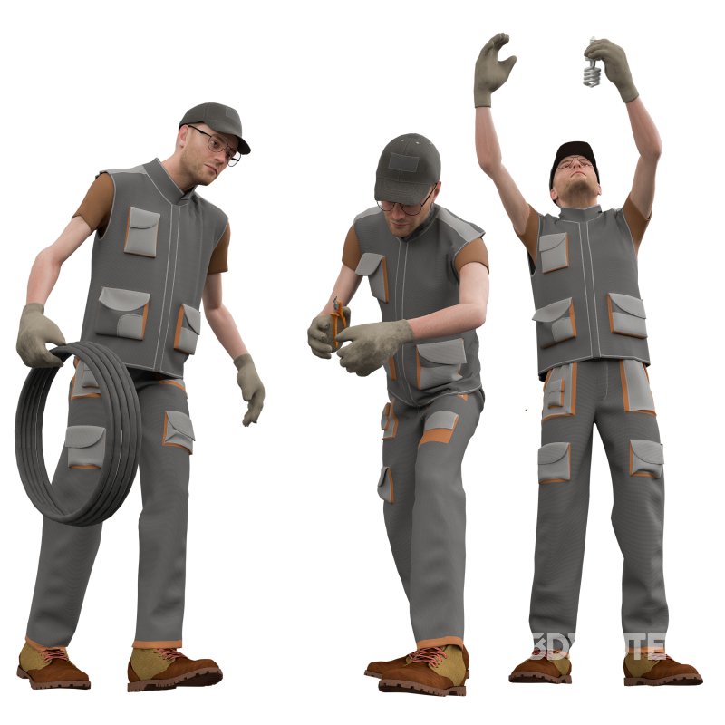 Electrician in 3 poses Image 1
