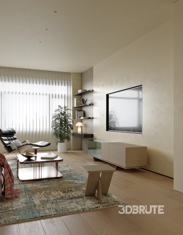 Modern living room and dining room interior scene Image 10