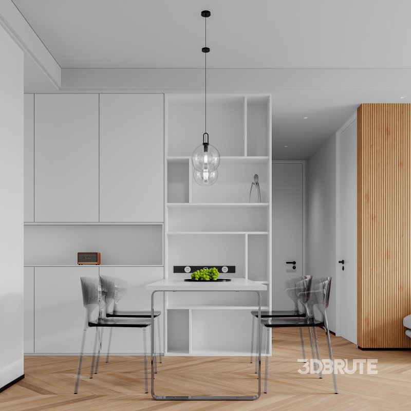 Modern living room and dining room interior scene Image 4