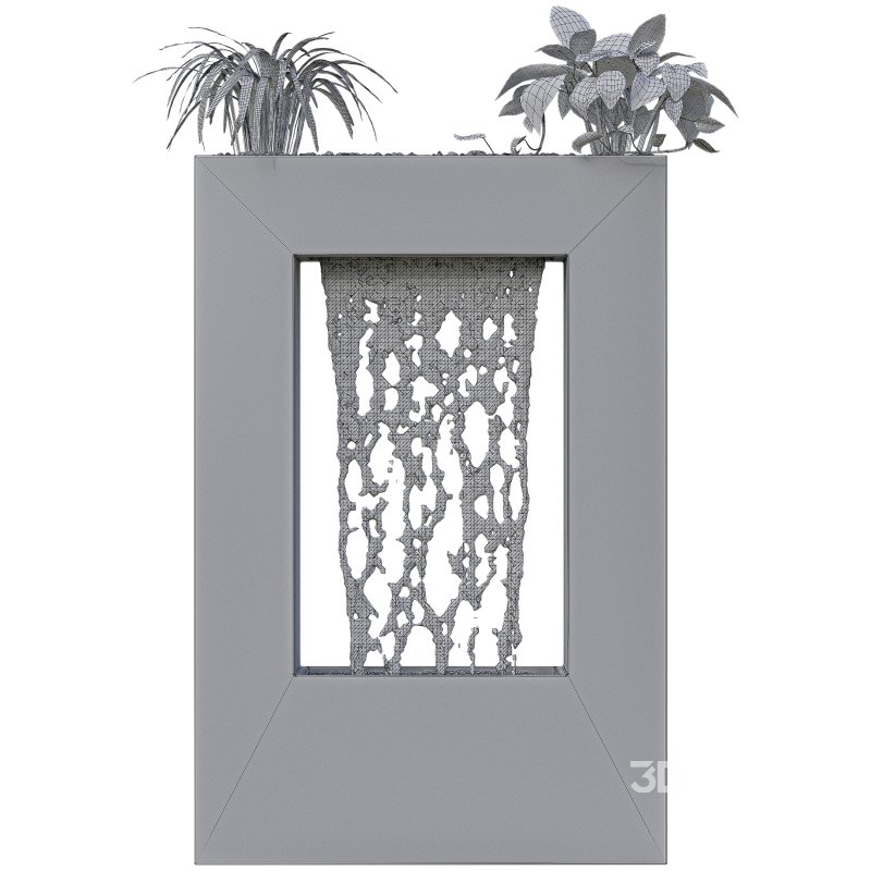 Minimalist Water Wall Fountain with Planters Image 4