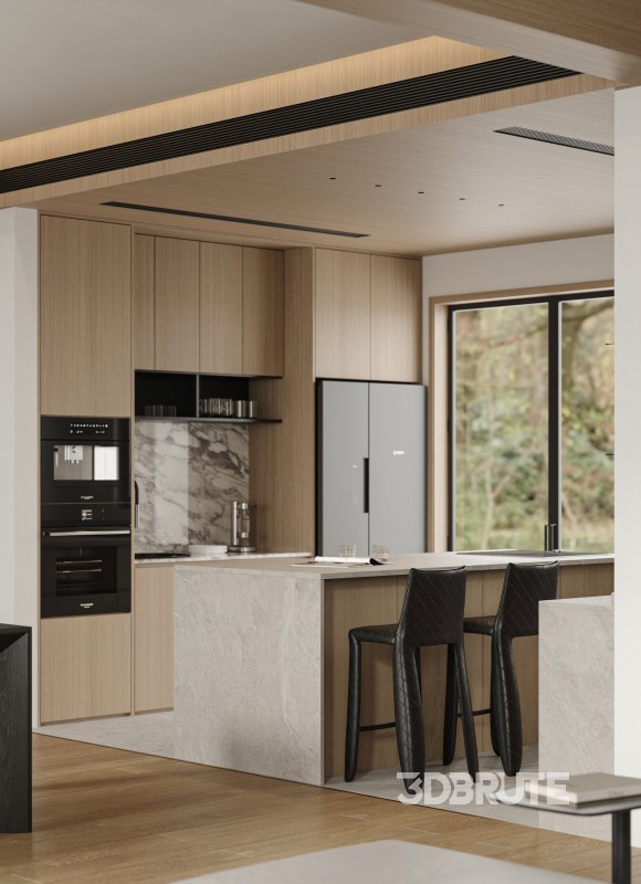 Modern living room and dining room interior scene Image 6