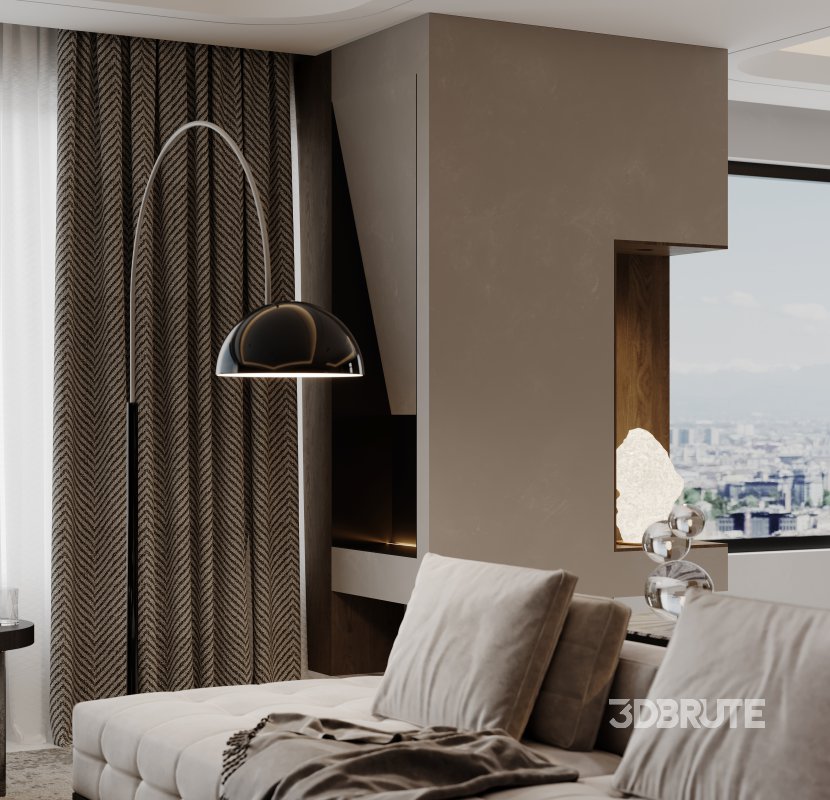 Modern living room and dining room interior scene Image 6