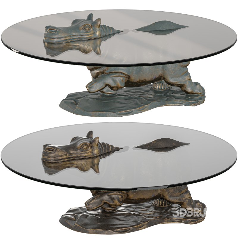 Playful Hippopotamus Coffee Table Whimsical Furniture Image 4