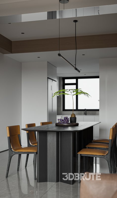 Modern living room and dining room interior scene Image 4
