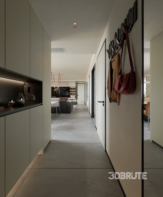 Modern living room and dining room interior scene Image 2