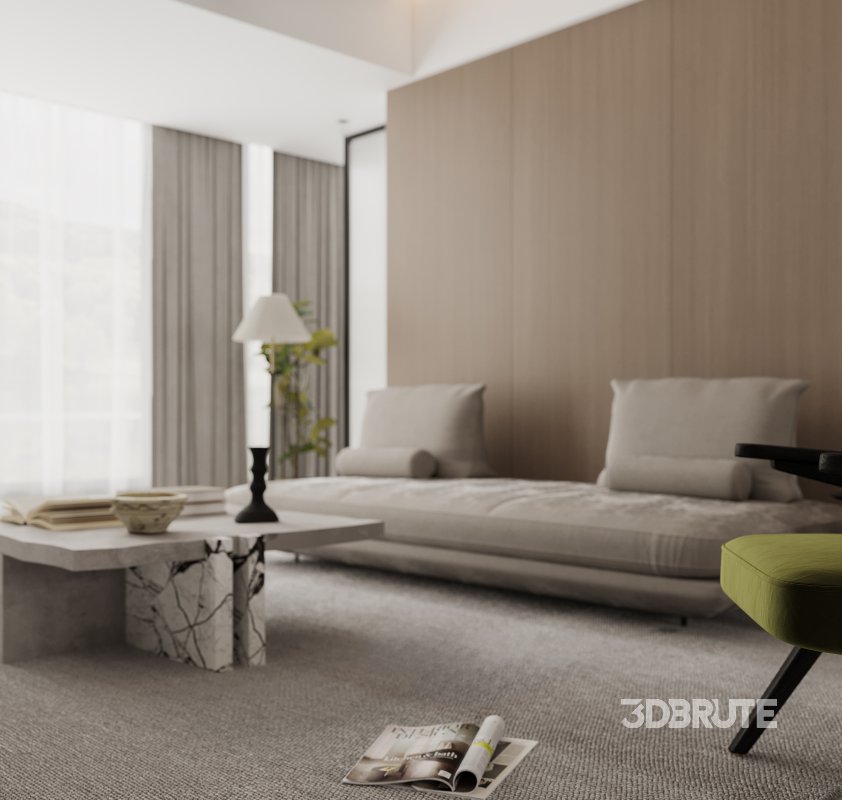 Modern living room and dining room interior scene Image 2