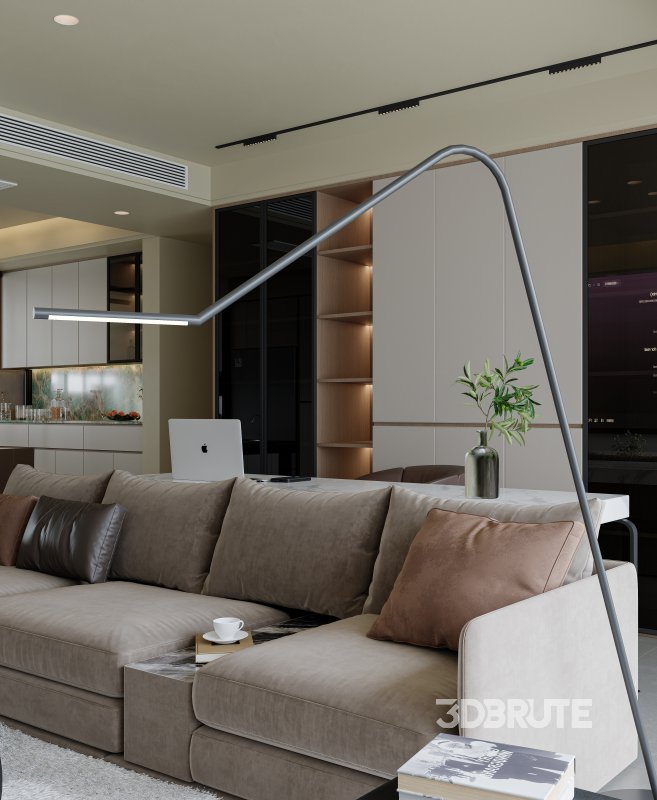 Modern living room and dining room interior scene Image 3