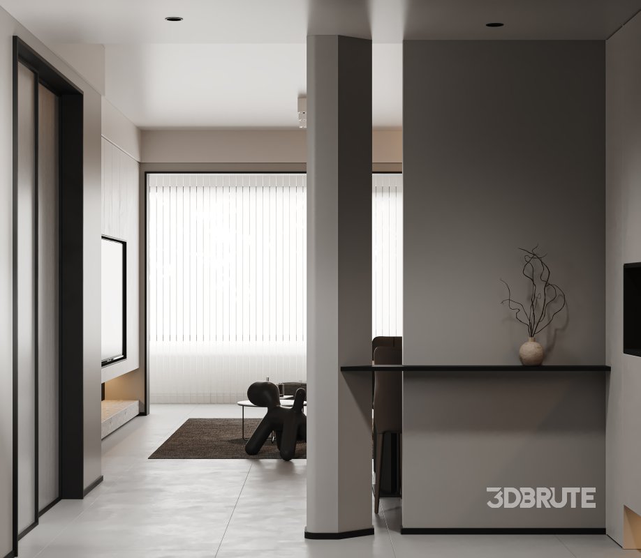 Modern living room and dining room interior scene Image 4