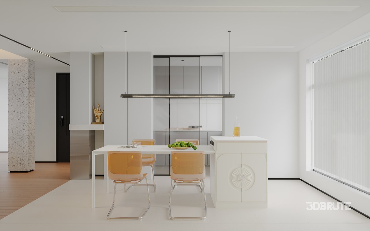 Modern living room and dining room interior scene Image 7