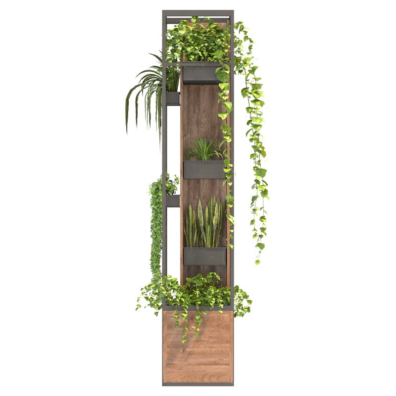 Metal and Wood Plant Stand Image 1