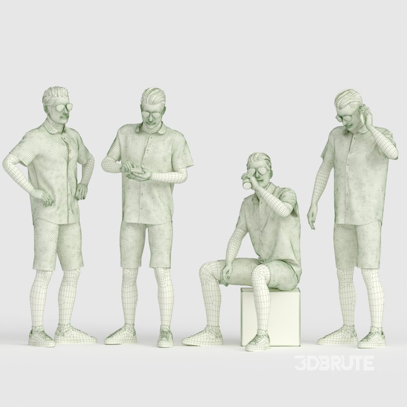 Man with Hawaiian shirt 04 poses Image 1