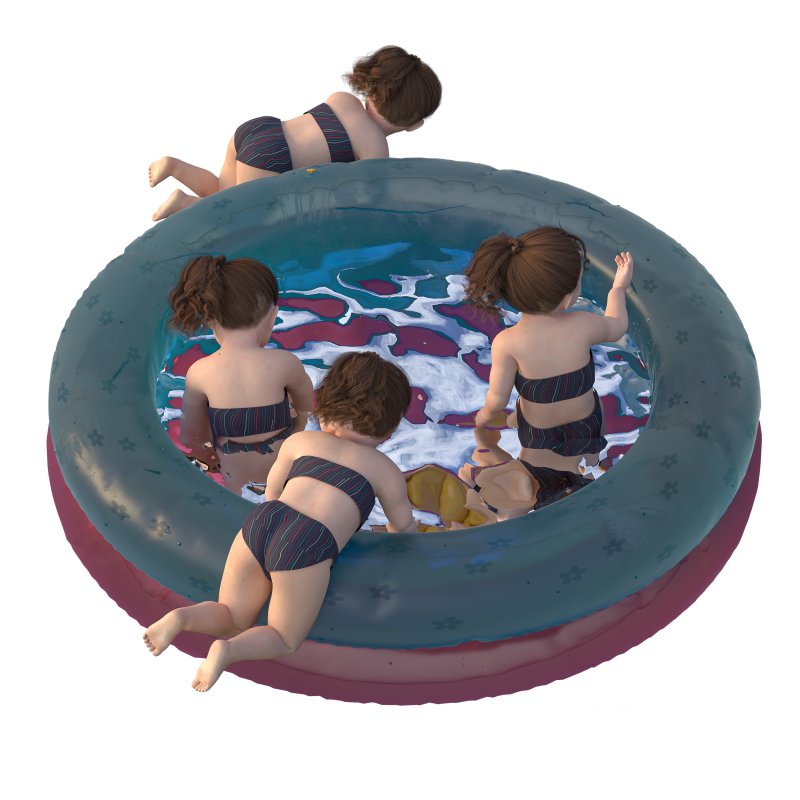 Kid Girl in Inflatable pool 04 Poses Image 4