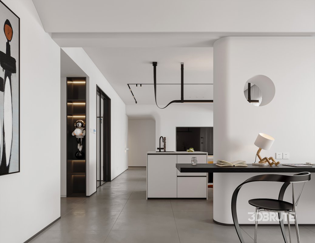 Modern living room and dining room interior scene Image 7