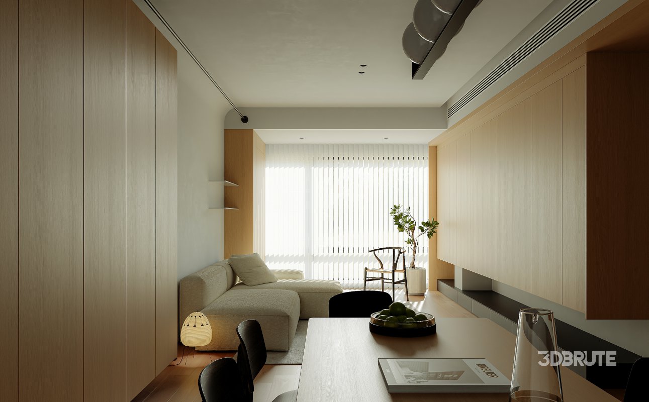 Modern living room and dining room interior scene Image 5