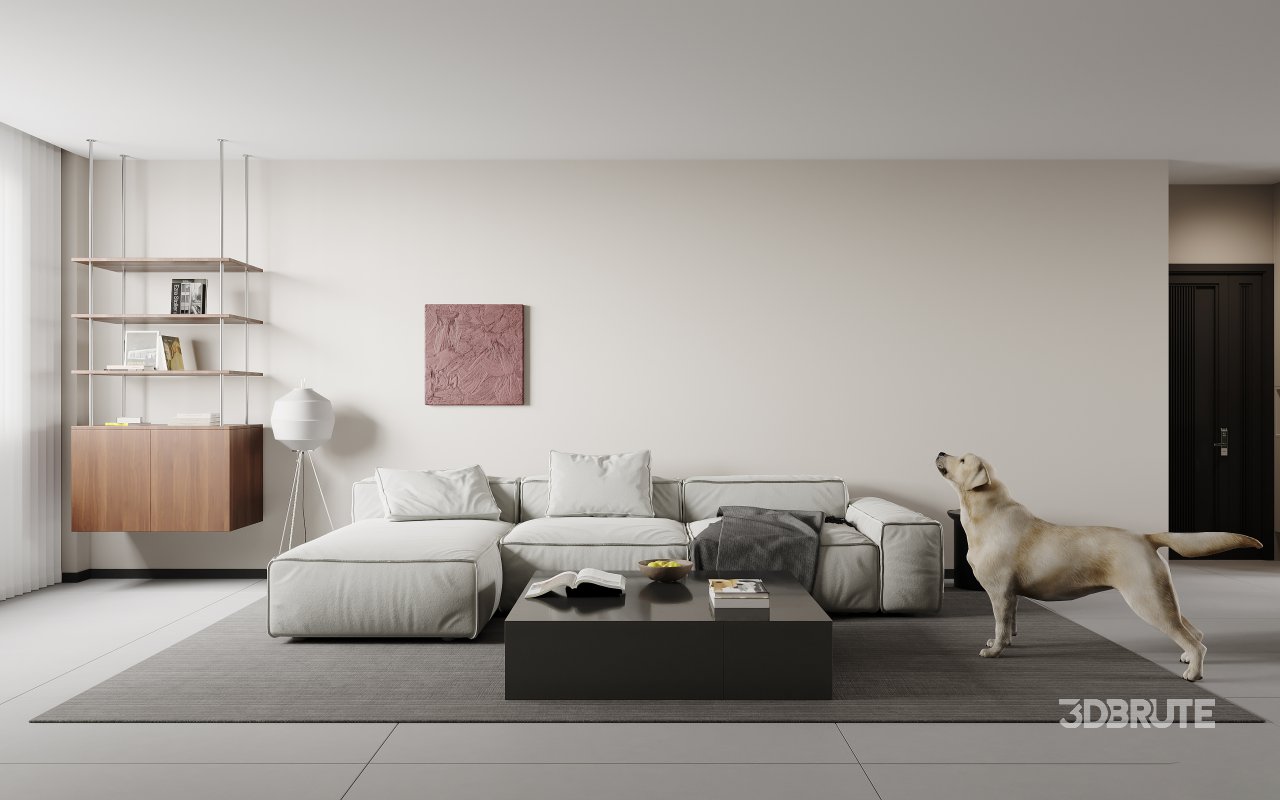 Modern living room and dining room interior scene Image 4