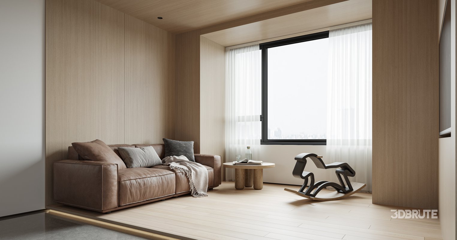 Modern living room and dining room interior scene Image 9