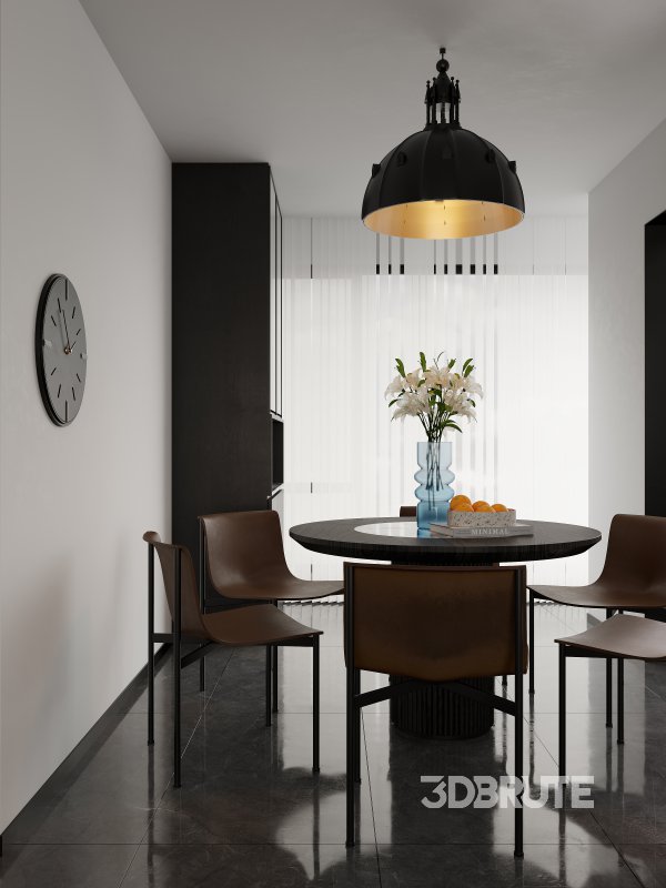 Modern living room and dining room interior scene Image 3