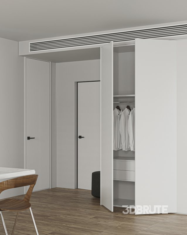 Modern living room and dining room bedroom interior scene Image 7