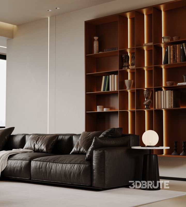 Modern living room and dining room interior scene Image 5