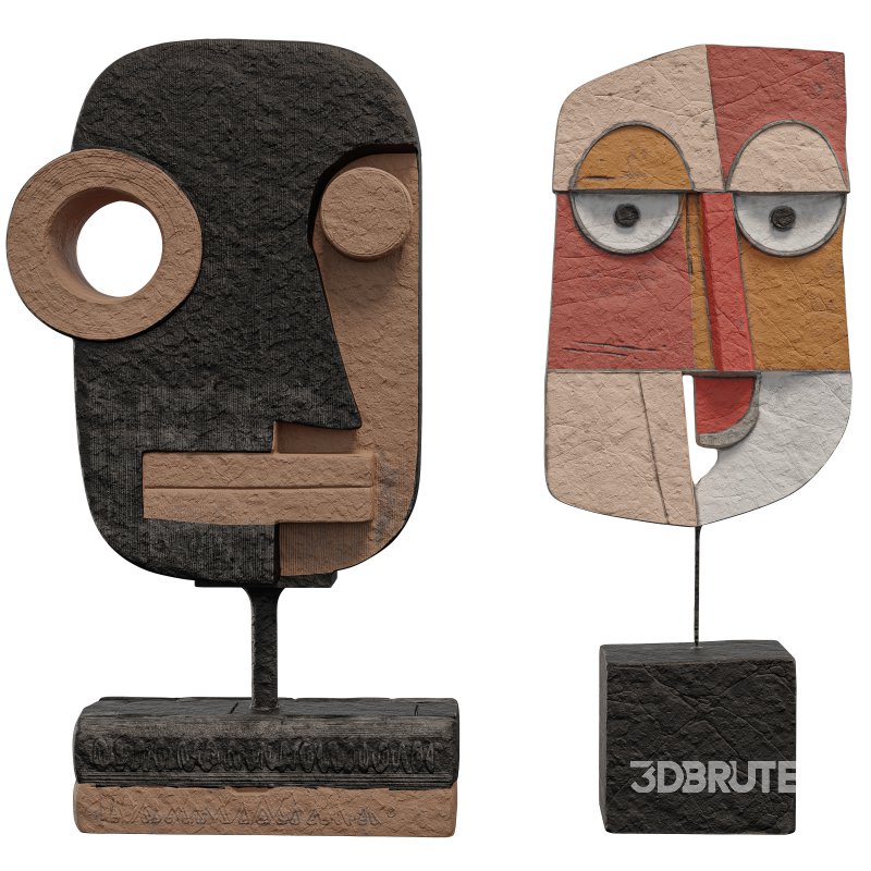 Abstract Tribal Mask Sculpture Image 5