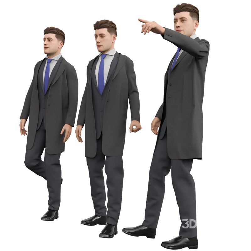 man Overcoat in 4 poses Image 4