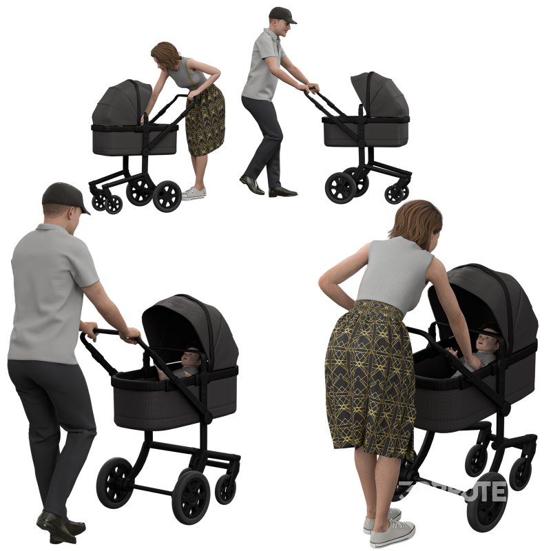 Parents with Baby Stroller 2 Image 3