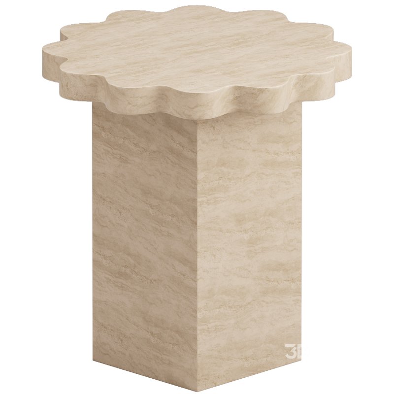 Scalloped Indoor and Outdoor Side Table Image 1