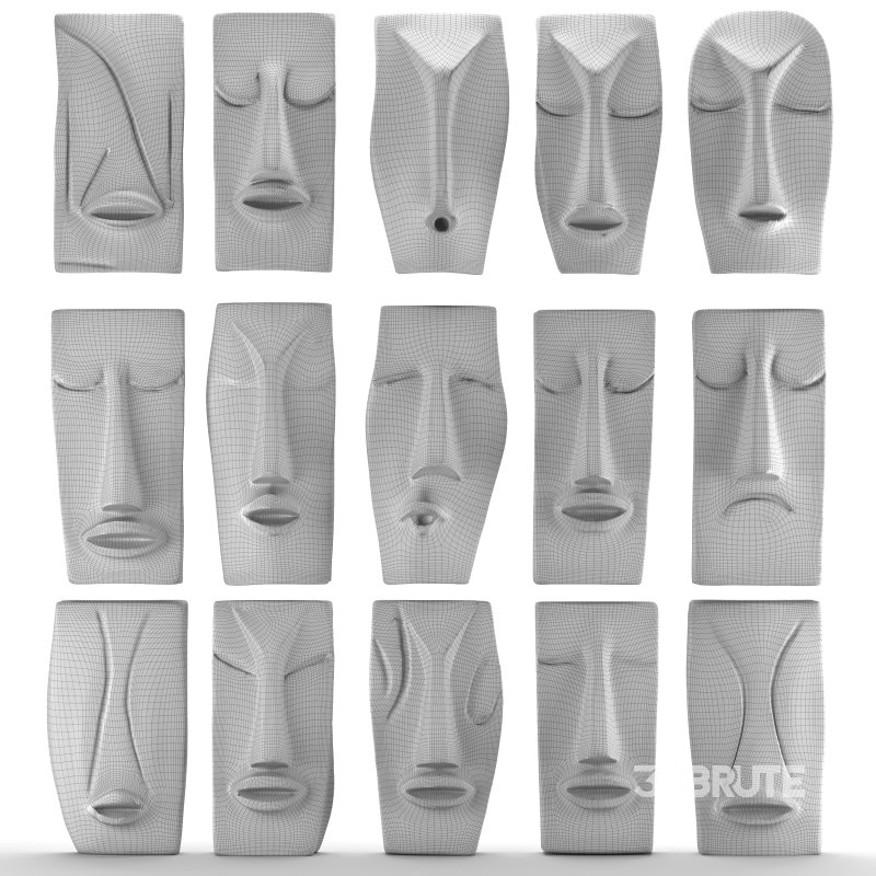 Set of Abstract Face Wall Sculptures Image 1