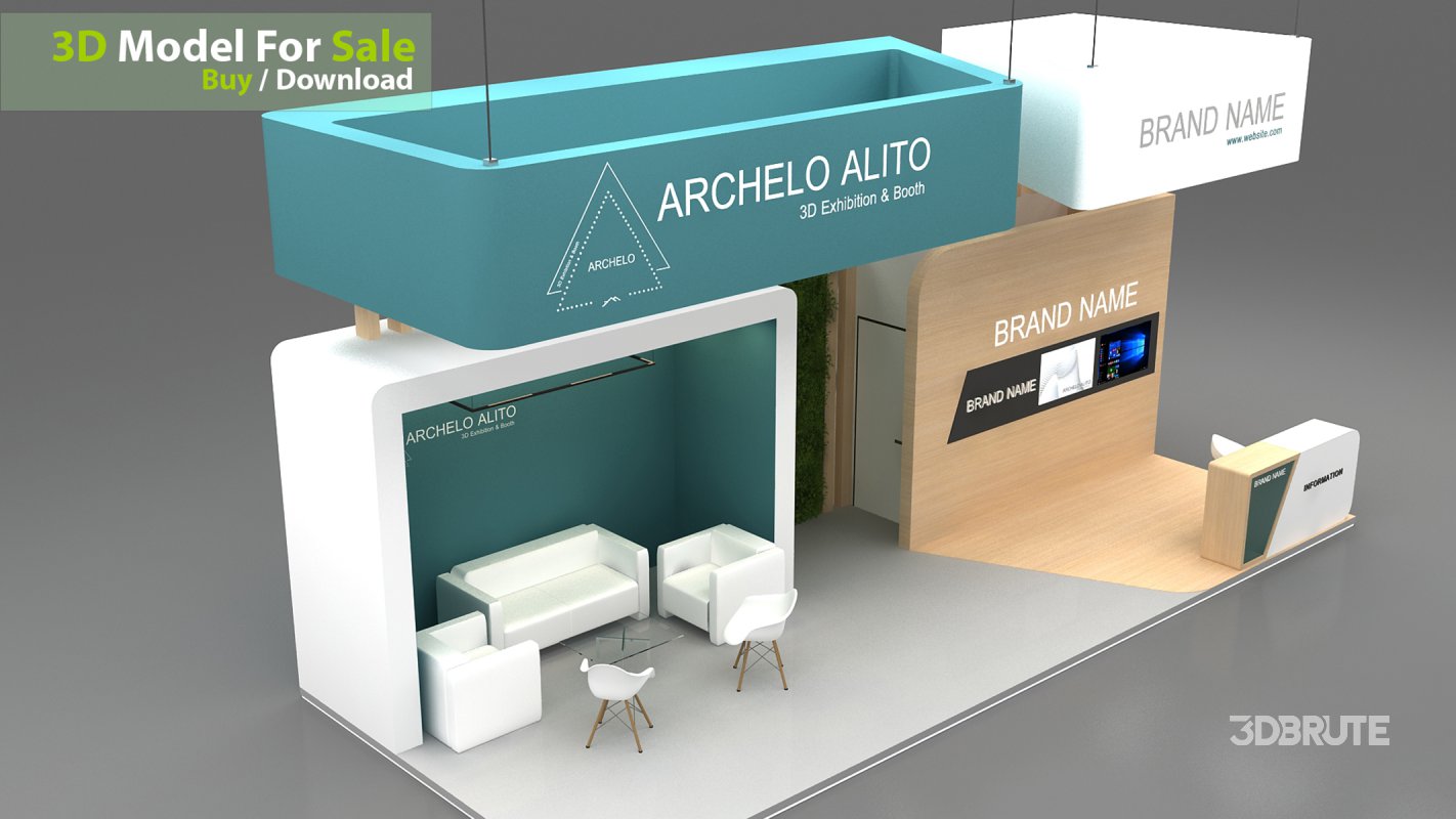 exhibition booth stand 3d Model Image 5