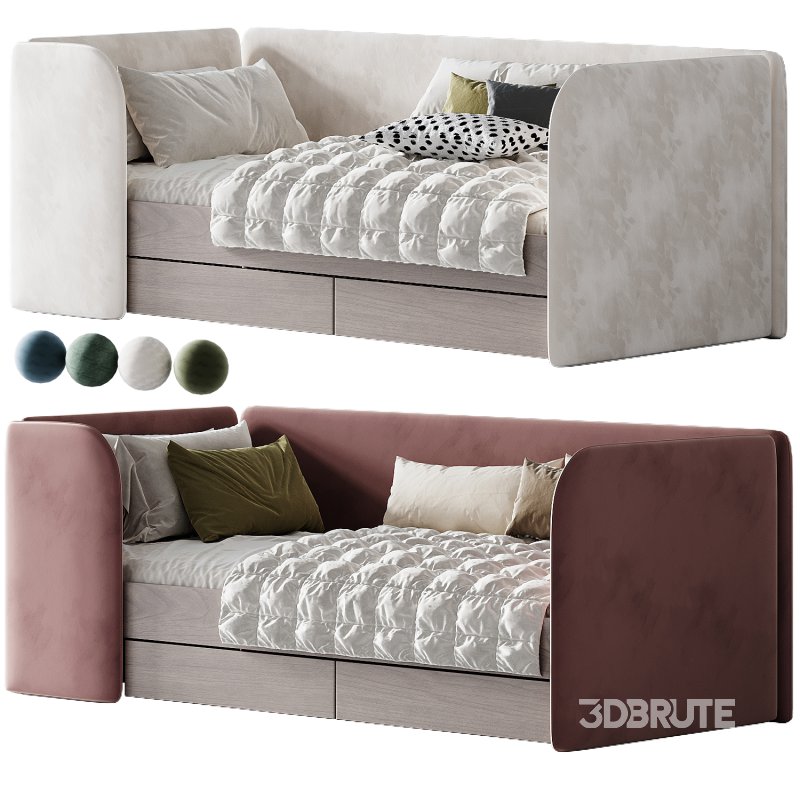 Childrens bed Moddi 90 Velvet Pink Image 1