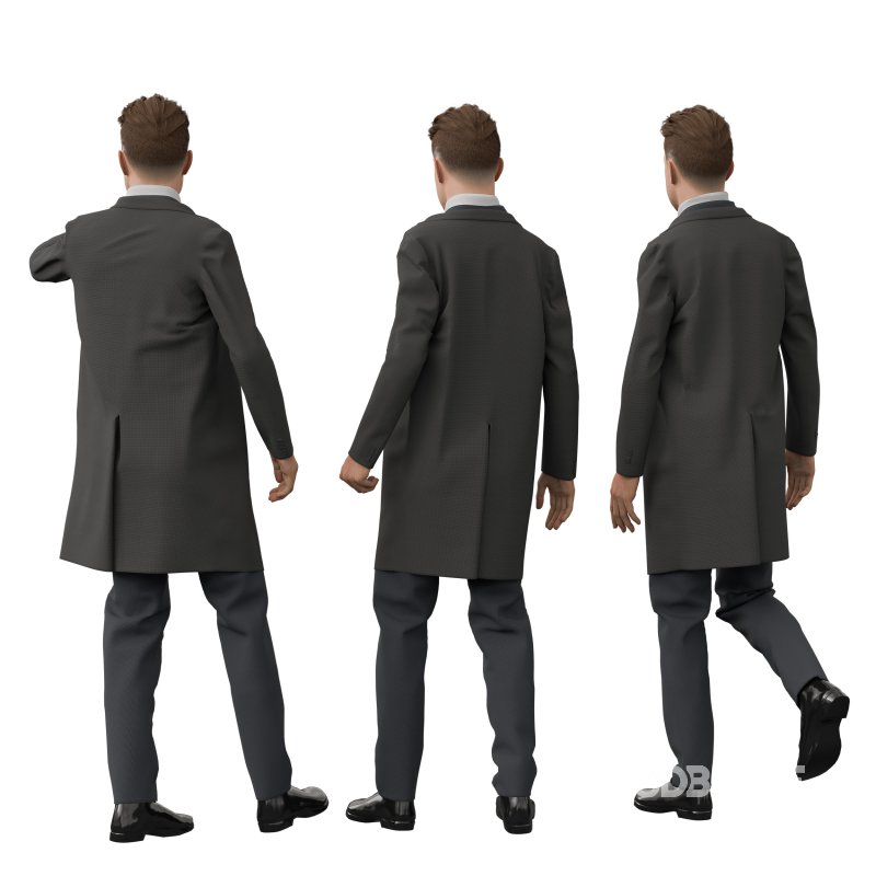 man Overcoat in 4 poses Image 2